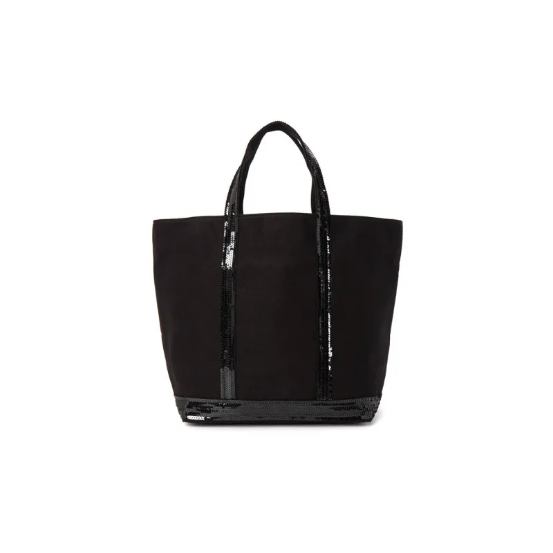 Vanessa Bruno Cotton Tote Bag, Shopping Bag, Handbag Medium Size Women's Black-2