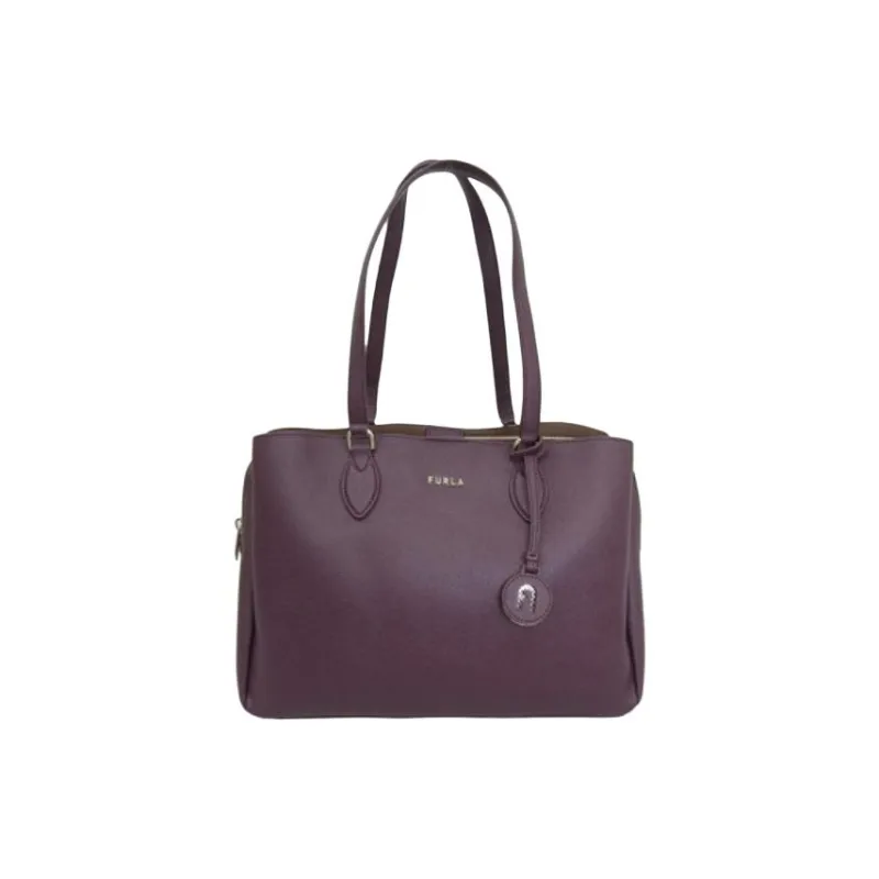 Furla Leather Tote Bag Shopping Bag Handbag Shoulder Bags Women's Burgundy-0