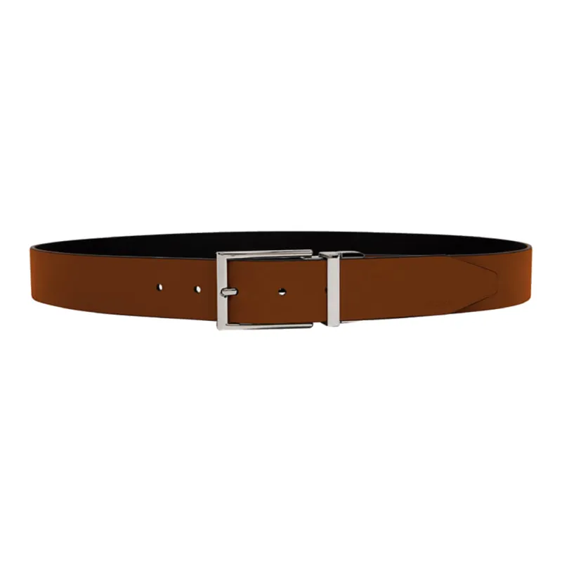Ecco Pointed Toe With Tail And Front Embossed Brand Logo, Pin Buckle Leather Belts Men's Black-2