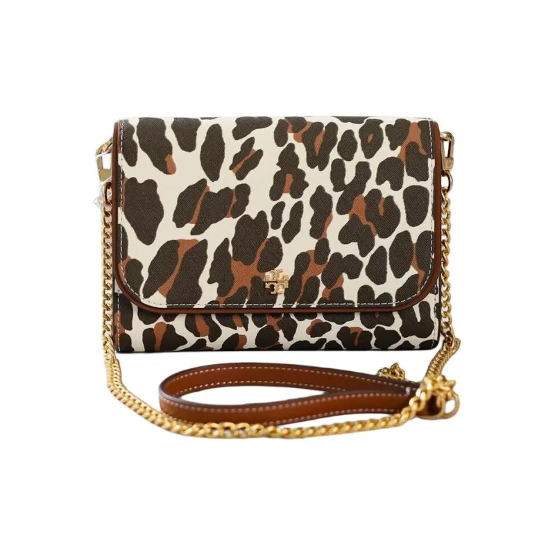 TORY BURCH Emerson Canvas With Leather Shoulder Bag Crossbody Bag Small Size Women's Brown-1