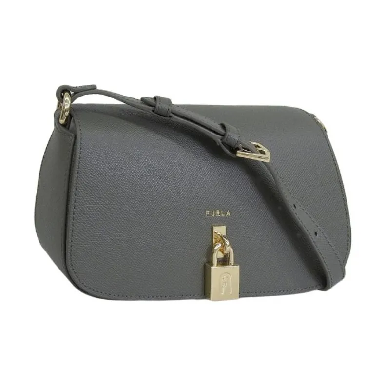 Furla Leather Shoulder Bag, Crossbody Bag Medium Size Women's Gray-1
