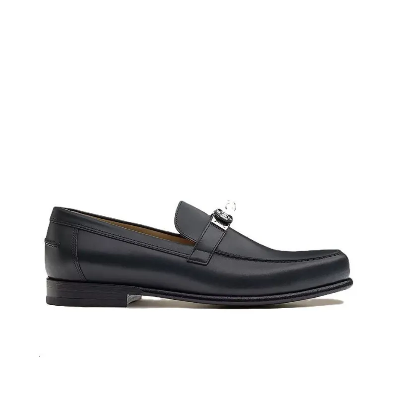HERMES Destin Mokasin Shoes Men's Dark Blue-1
