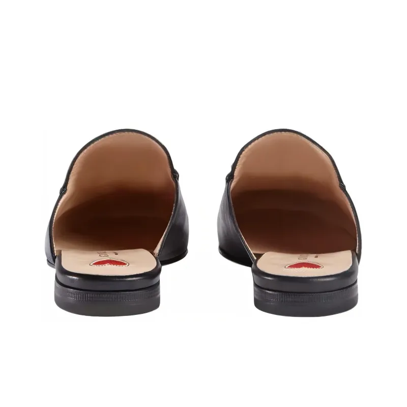 GUCCI Princetown Leather Slipper With Angry Cat Women's Casual Shoes Women's Black-3