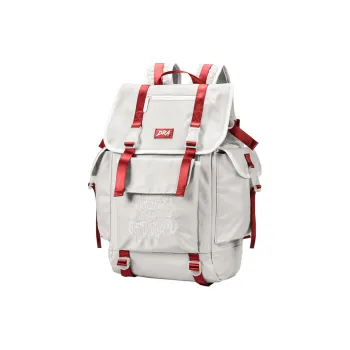 DRACONITE Polyester Multi Pocket Backpack Regular Unisex Gray Red Contrast