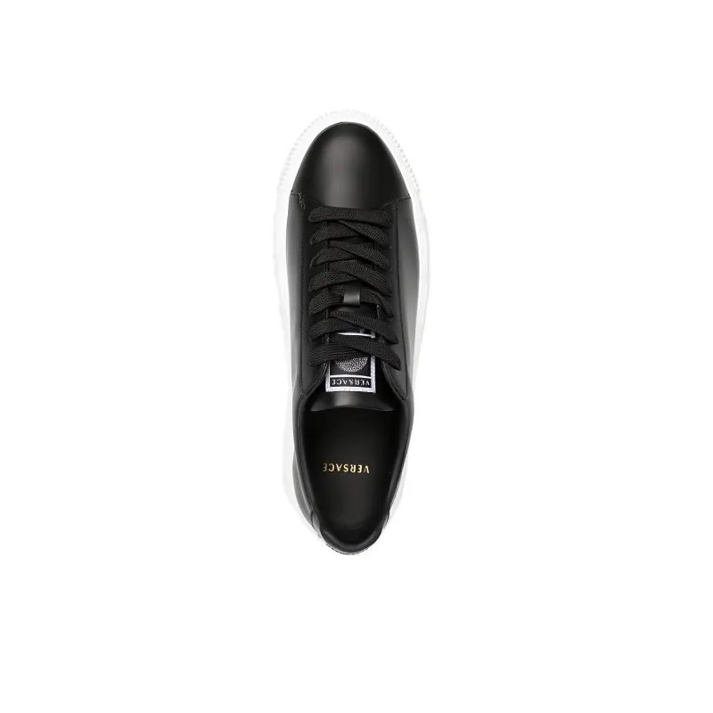 VERSACE Greca Lace-up Sneakers Black White-4