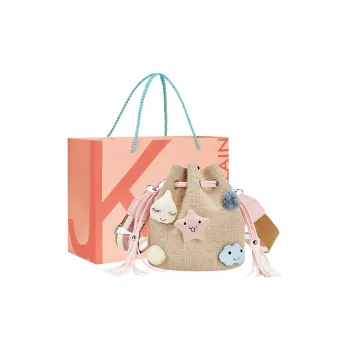 JANE KLAIN Fabric+Synthetic Leather Bucket Combo Bag Shoulder Bag Crossbody Bag Regular Women's Pink