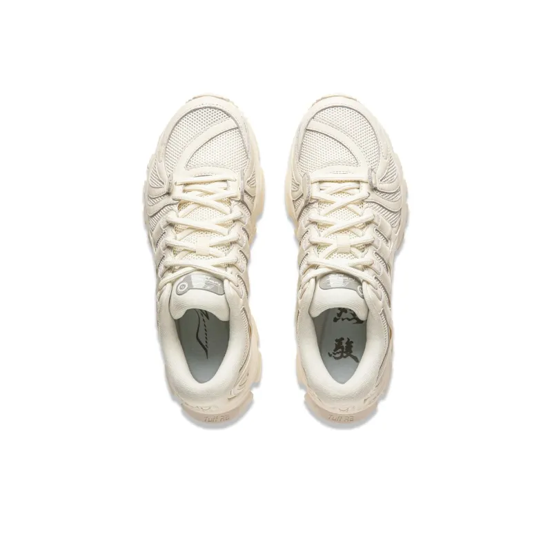 LiNing Abrasion Resistant Breathable Low Top Running Shoes Women's Beige-4