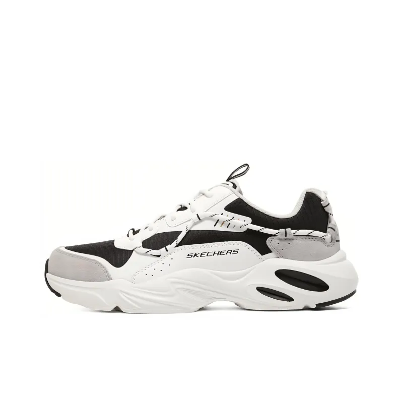 Skechers Stamina Airy Waffle Bear Wear resistant And Lightweight Low Top Chunky Sneakers Men's White Black-0