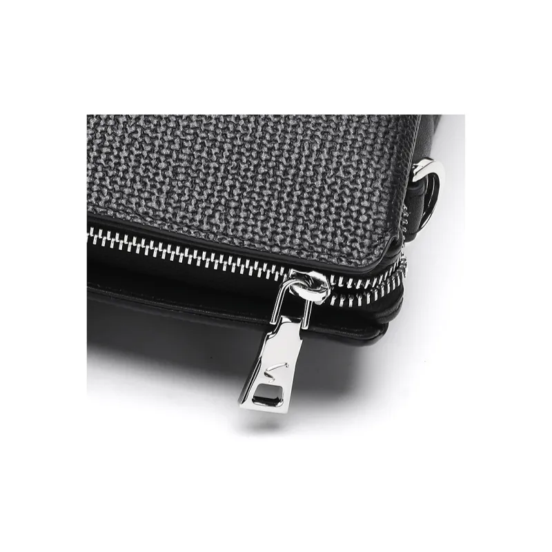 Satchi Cow Leather Handbag Large Size Men's Black-4