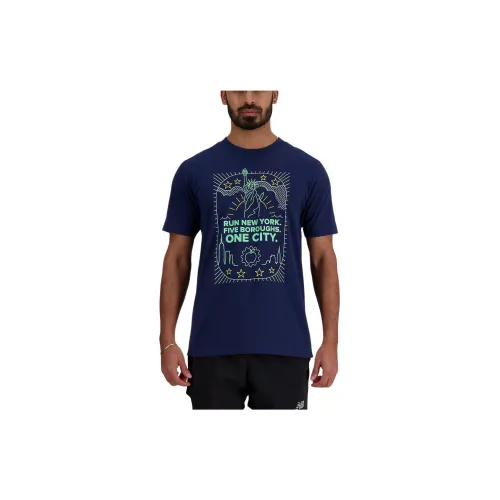 New Balance NYRR Boroughs Graphic T-Shirts Men Navy Blue