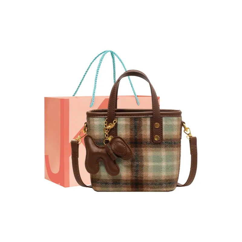 JANE KLAIN Fabric With Synthetic Leather One Shoulder Handbags Women's Coffee/Green-7