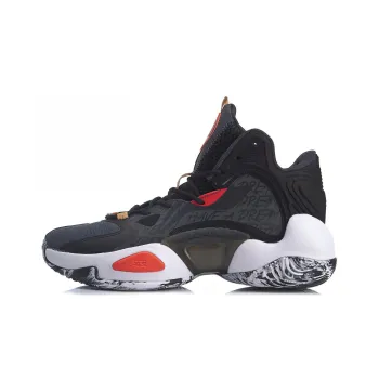 LiNing Power 6 V2 Cushioned Slip Resistant Mid Top Basketball Shoes Men's Black Red