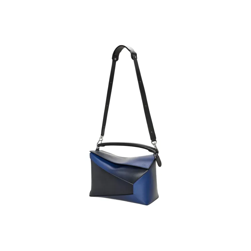 LOEWE Puzzle Silk Cow Leather Shoulder Bag Crossbody Bag Handbag Large Size Men's Marine Blue-4