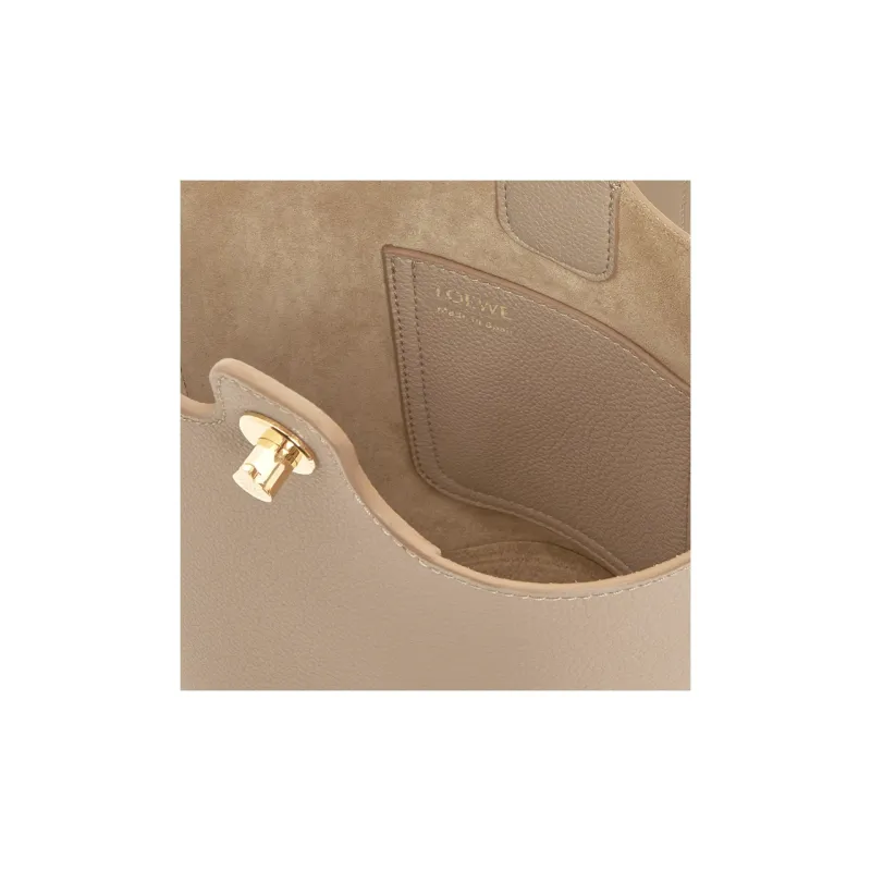 LOEWE Bucket Series Soft Grain Cow Leather Shoulder Bag, Crossbody Bag, Handbag Mini Women's Light Brown-7