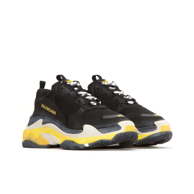 Balenciaga Triple S Daddy Shoes Black/Yellow Women's-2