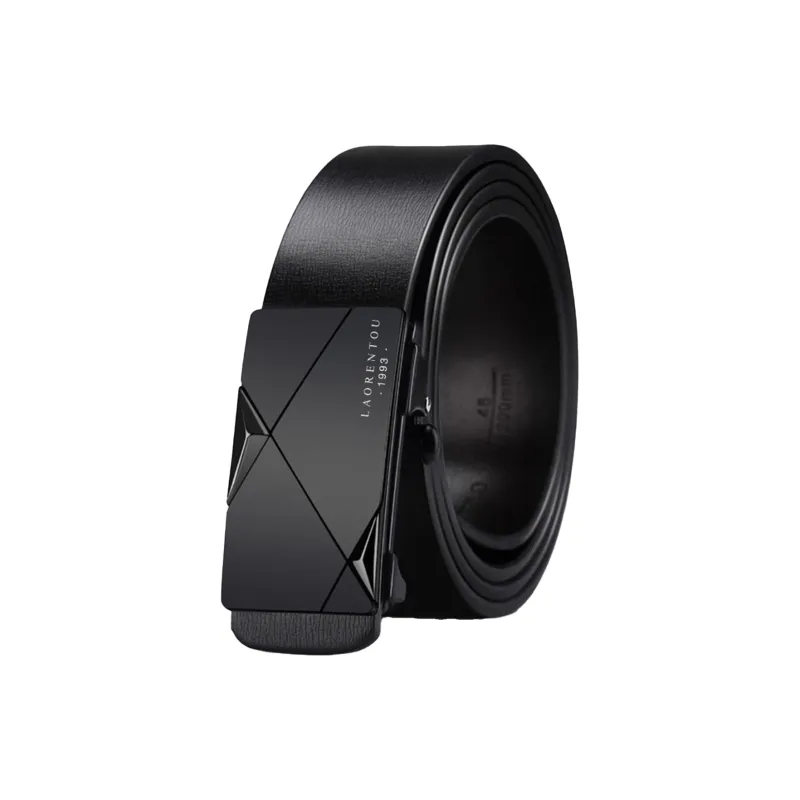 Old Man's Head Automatic Buckle Belt High End Luxury Pants Cow Leather Leather Belts Men's 3.5cm-0
