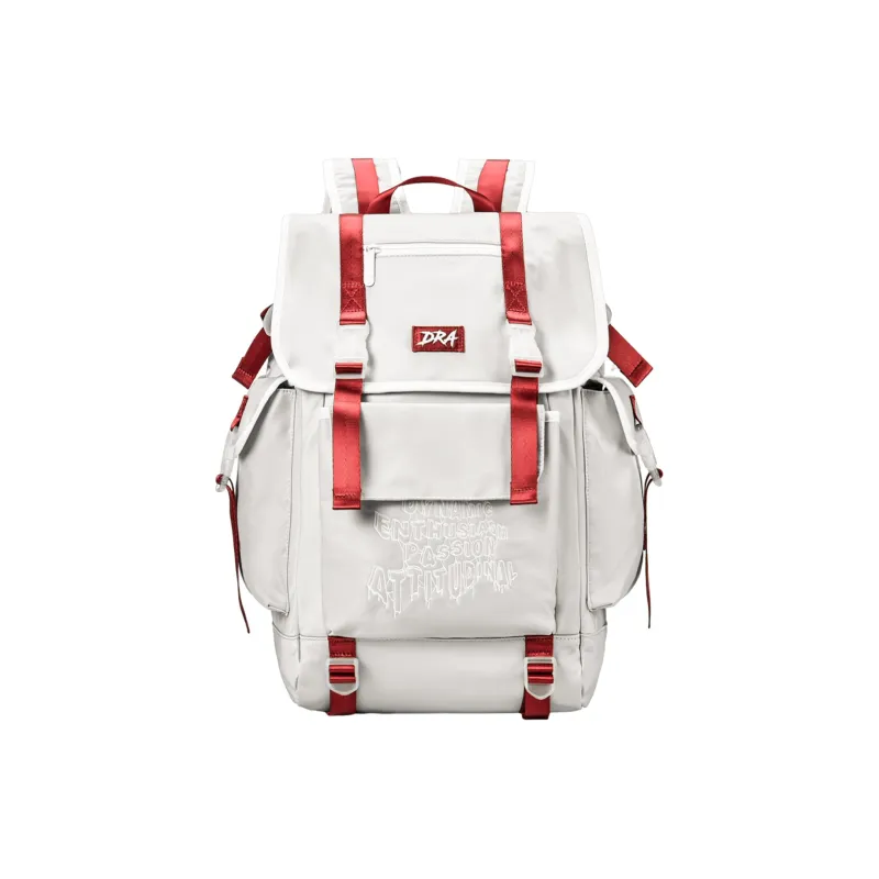 DRACONITE Polyester Multi Pocket Backpack Regular Unisex Gray Red Contrast-2