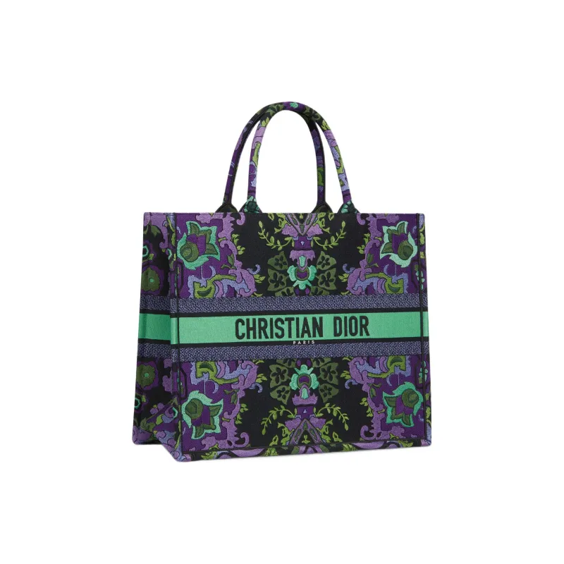 DIOR BookTote Embroidery Tote Bag, Shopping Bag, Handbag Tubas Women's Purple/Multicolor-1