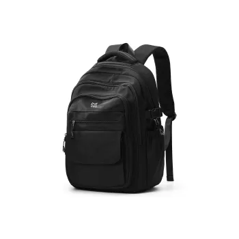KEYSTREET Fabric Backpack Regular Unisex Black/Ecru/Gray/Blue