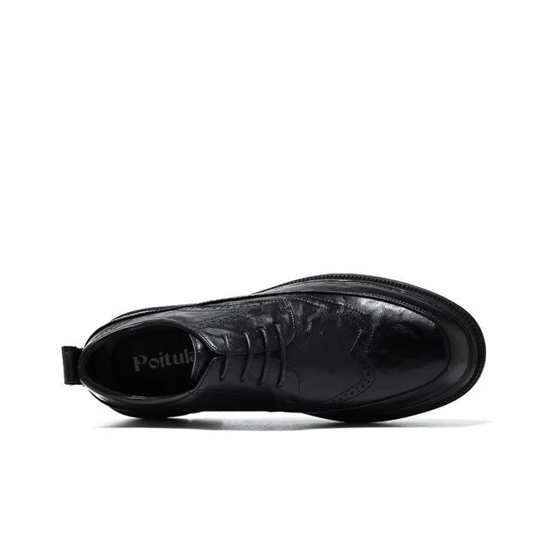 Poitulas Dress Shoes Men Low Top Black-3
