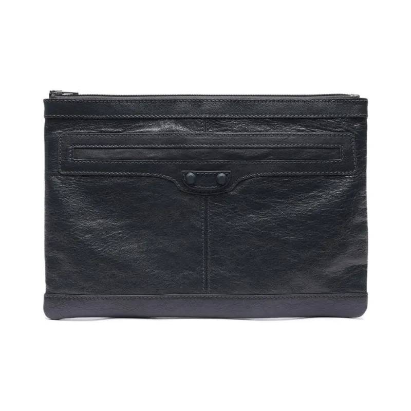 Balenciaga Sheepskin Clutch Men's Dark Gray-0
