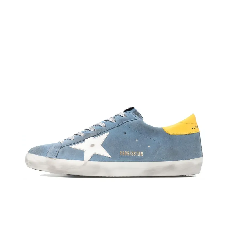 Golden Goose Super Star Low Top Skateboard Shoes Men's Blue White Yellow-0