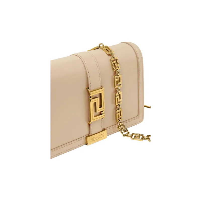 VERSACE Greca Goddess Calfskin One Shoulder Crossbody Clutches Mini Women's Beige-3