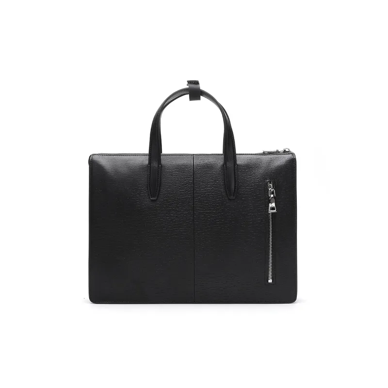 Satchi Top Grain Cow Leather Handbag Official Bag Regular Men's Black-3