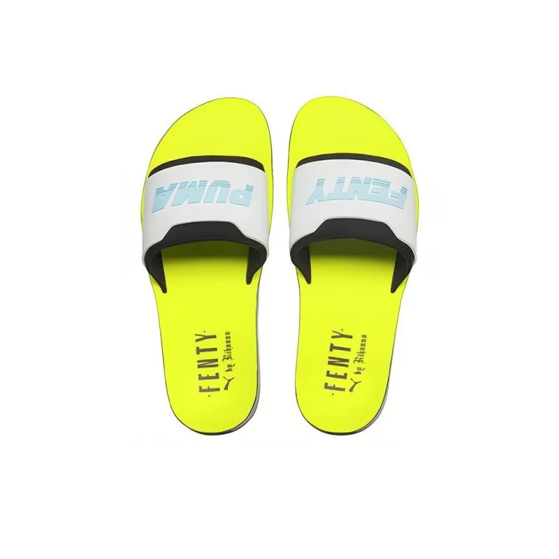 PUMA Surf Slide Rihanna Fenty Black White Yellow Women's-3
