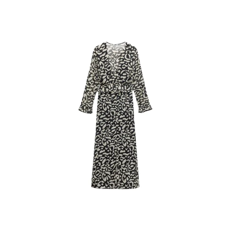 ZARA Long-Sleeved Dresses Women's Leopard Print-1