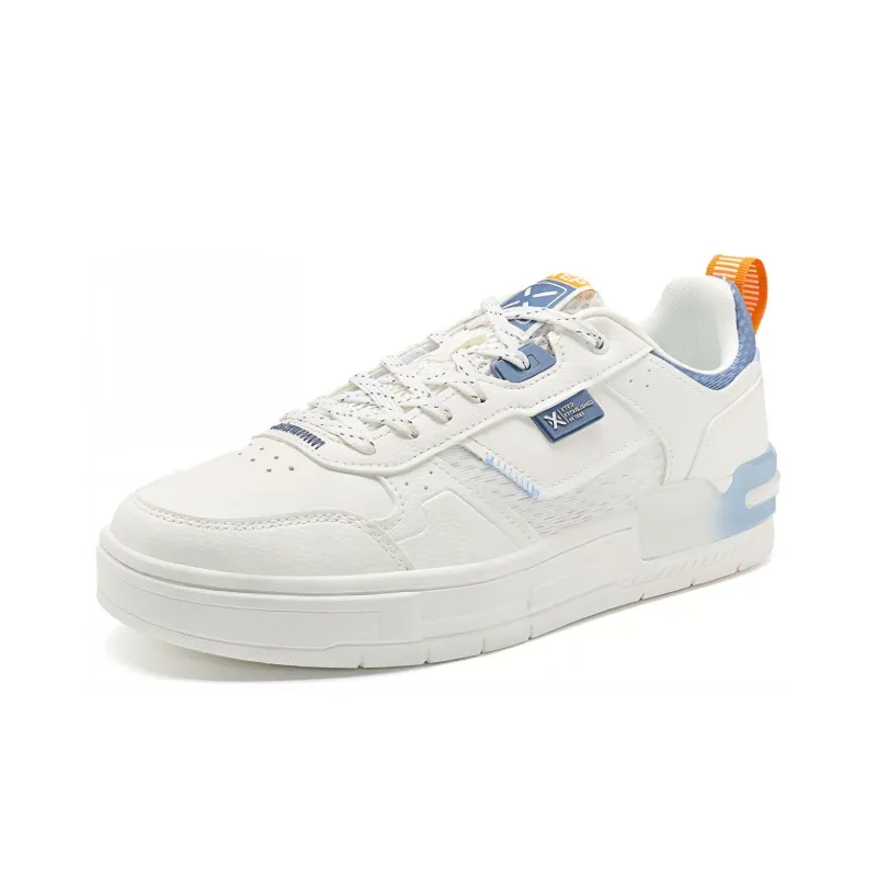 XTEP Innovation Anti Slip Wear Resistant Low Top Skateboard Shoes Men's White Blue-1