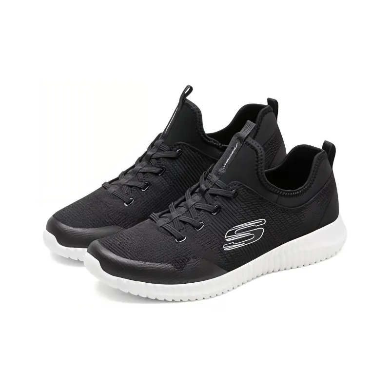 Skechers Elite Fle Lasker Cushioning Anti-Slip And Wear-Resistant Low-Top Casual Shoes Men's Black White-2