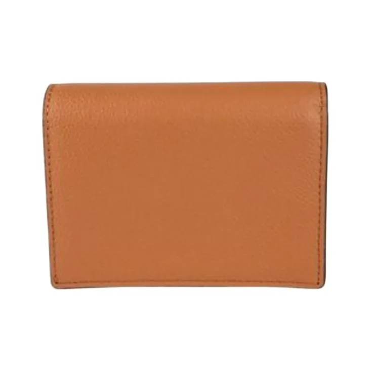 MCM Embossed Leather Wallet Mini Women's Cognac & Cognac Brandy-1