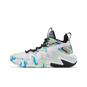 QIAODAN Broken Shadow 2.0 Basketball Shoes Men Mid Top White Green