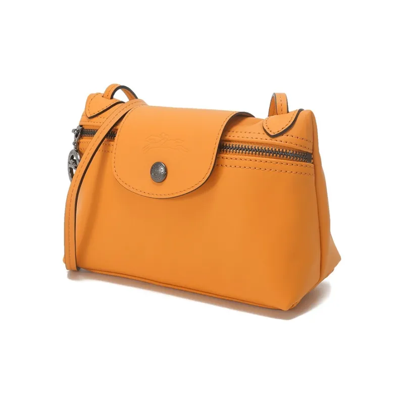 LONGCHAMP Le Pliage Xtra Cow Leather Pochette Crossbody Bag, Shoulder Bag Mini Women's Almond Yellow-1