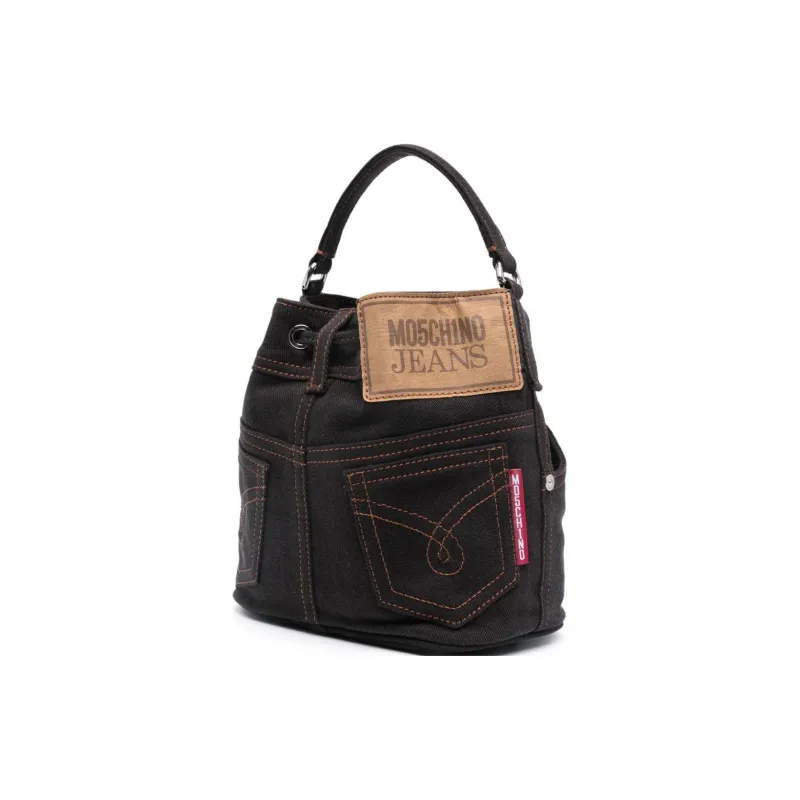 MOSCHINO Denim Bucket Bags Shoulder Bag Crossbody Bag Handbag Women's Black-1