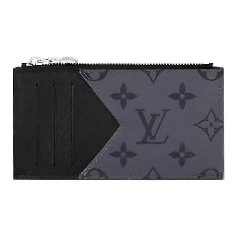 LOUIS VUITTON Coin Card Holder Monogram Eclipse Reverse Gray-0