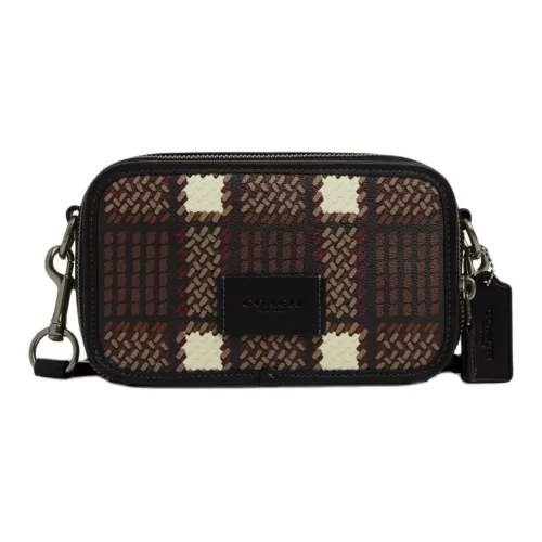 COACH Canvas With Leather Camera Bag, Shoulder Bag, Crossbody Bag Small Size Unisex Multicolor