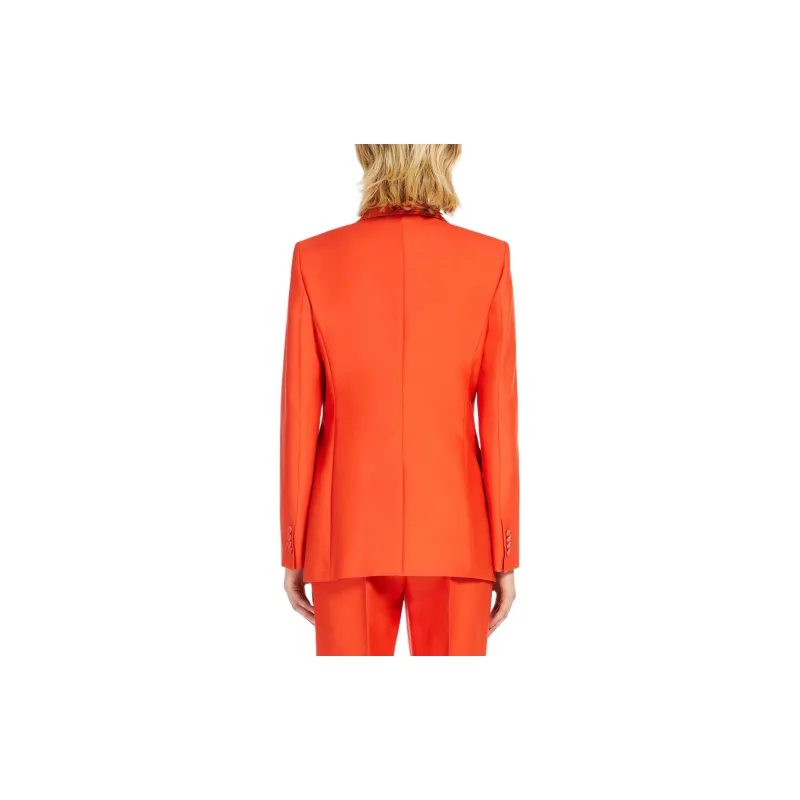 MaxMara Wool And Silk Duchess Satin Blazer Business Suit Women's Orange Red-1
