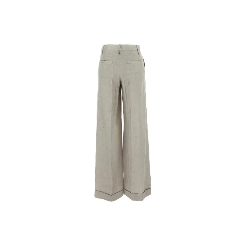 Brunello Cucinelli Lurex Wide Leg Trousers-1