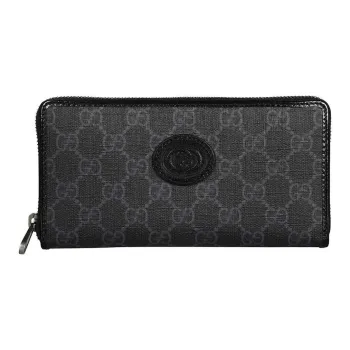 GUCCI Canvas With Leather Canvas Bag Wallet Unisex Black