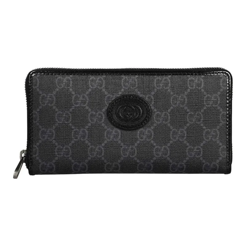GUCCI Canvas With Leather Canvas Bag Wallet Unisex Black-0
