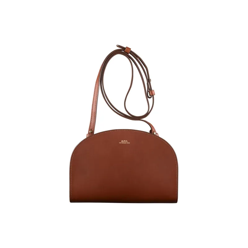 A.P.C Leather One Shoulder Crossbody Clutch Women's Chestnut-0