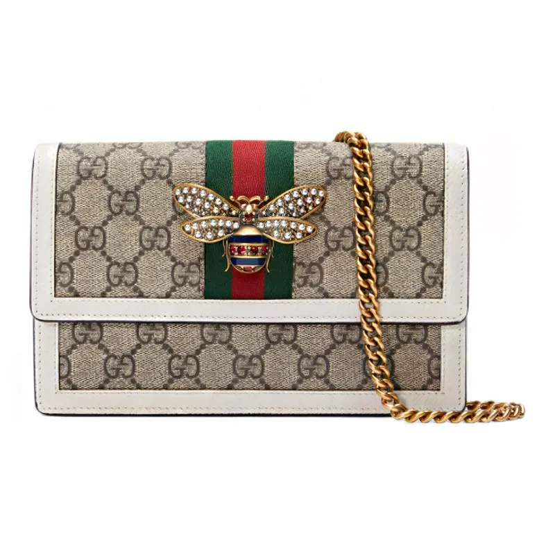 GUCCI Queen Margaret Canvas With Leather Canvas Bag Shoulder Bag Crossbody Bag Mini Women's Ebony/White-0