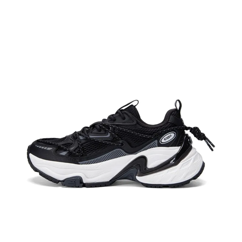 Kappa Anti-Slip Wear-Resistant Low-Top Chunky Sneakers Unisex Black-0
