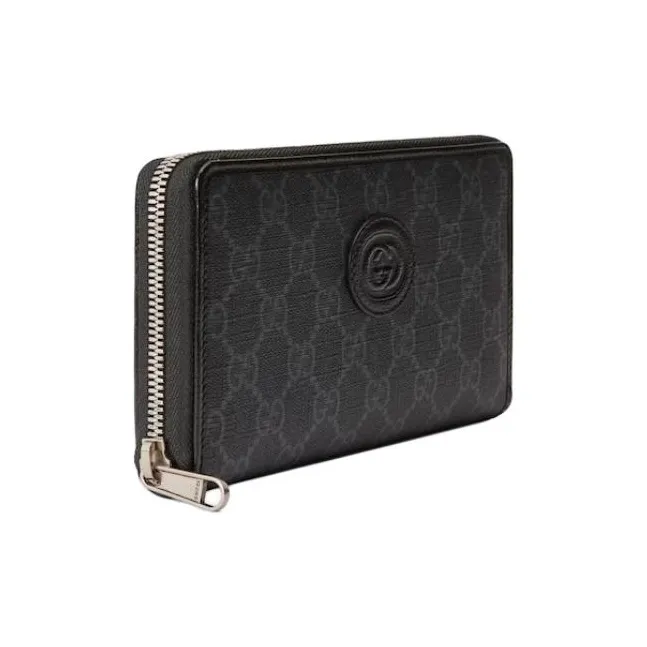 GUCCI Canvas With Leather Canvas Bag Wallet Unisex Black-1