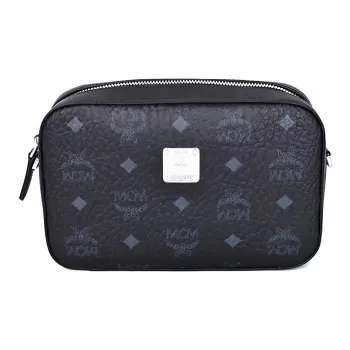 MCM Visetos PVC Camera Bag, Small Square Bag, Crossbody Bag, Shoulder Bag Regular Women's Black