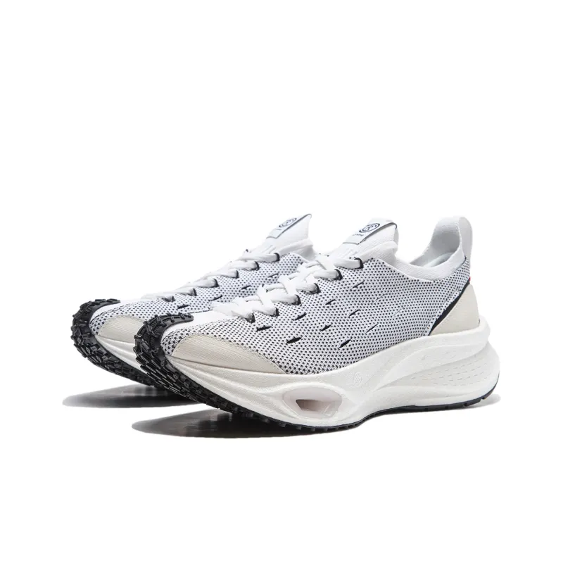 LiNing Cushioning Wear Resistant Low Top Running Shoes Unisex White Black-1