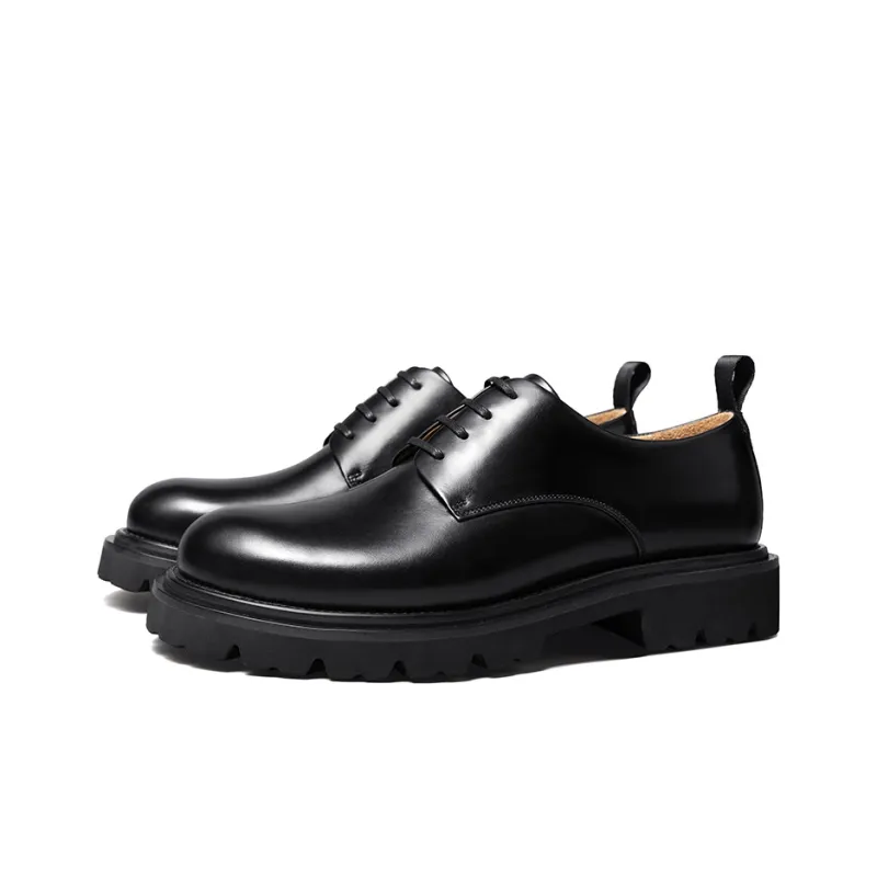 THOM WILLS Cleanfit Business Commute Versatile Calfskin Derby Shoes Casual Shoes Men's Black-1