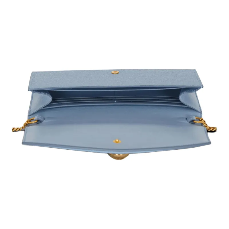 BALMAIN Grained Cow Leather Clutch Women's Blue-3